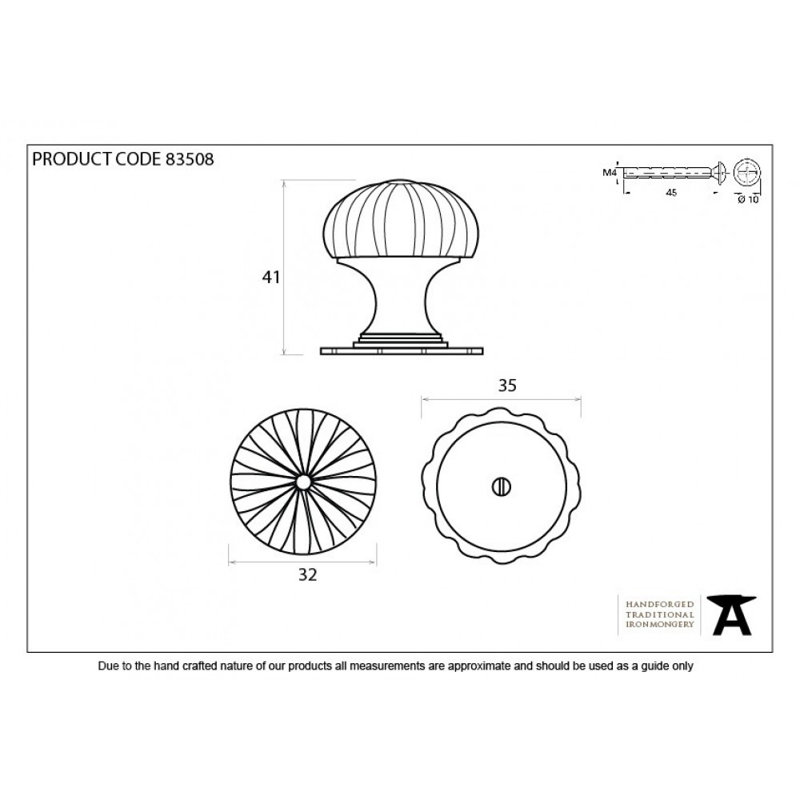 Flower Round Knob, Natural Smooth, 3.2cm