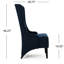 Chaise de salle à manger contemporaine à haut dossier avec ailes, revêtement bleu marine, pieds en bois de bouleau, l 23,9 po x P 29,49 po et h 46 po, base chic