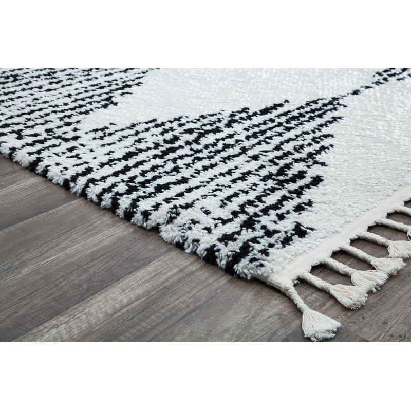 Tapis blanc Qi Mason, Rectangulaire 8 pi x 10 pi