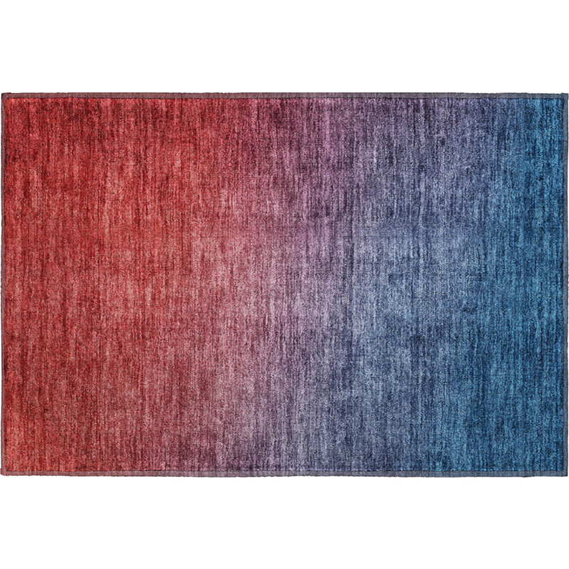 Premium Machine Washable Cerrito AMF587 Navy Rug, Rectangle 1'8" x 2'6"