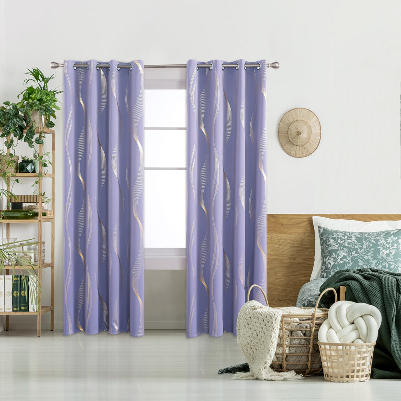 Geometric Blackout Thermal Curtain Pair, 52" W x 90" L, Orange Flame