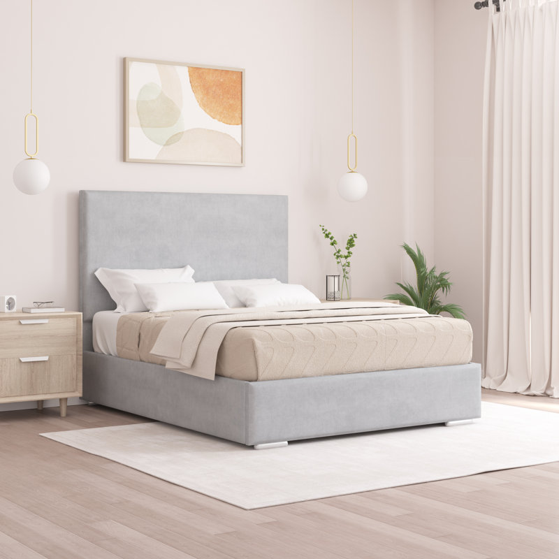 Shetye Upholstered Bed, Single (3'), Light Silver