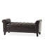 Banc de rangement élégant avec couvercle à boutons et accoudoirs roulés gracieux, accoudoirs en similicuir brun