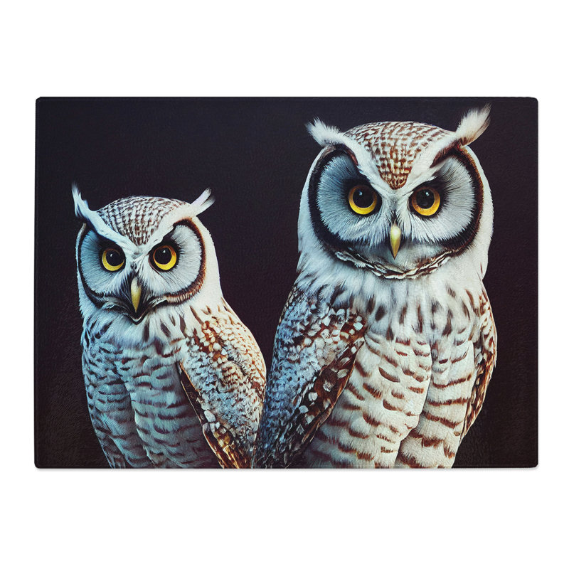 Owl Face  Glass Chopping Board