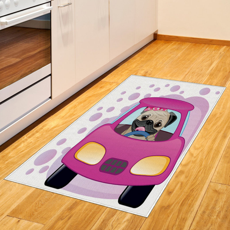Tapis décoratif à longs fils en fibre de polyester à haute densité Pug, Rectangle 2 pi 7 po x 5 pi