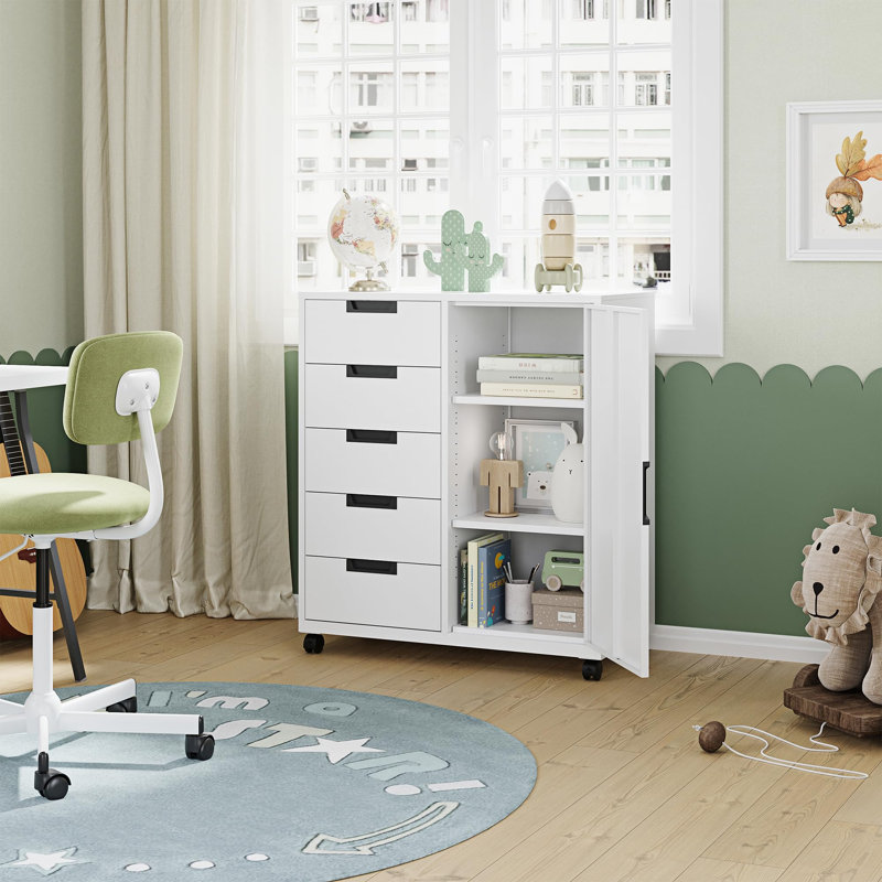 Armoire de rangement 5 tiroirs, Blanc