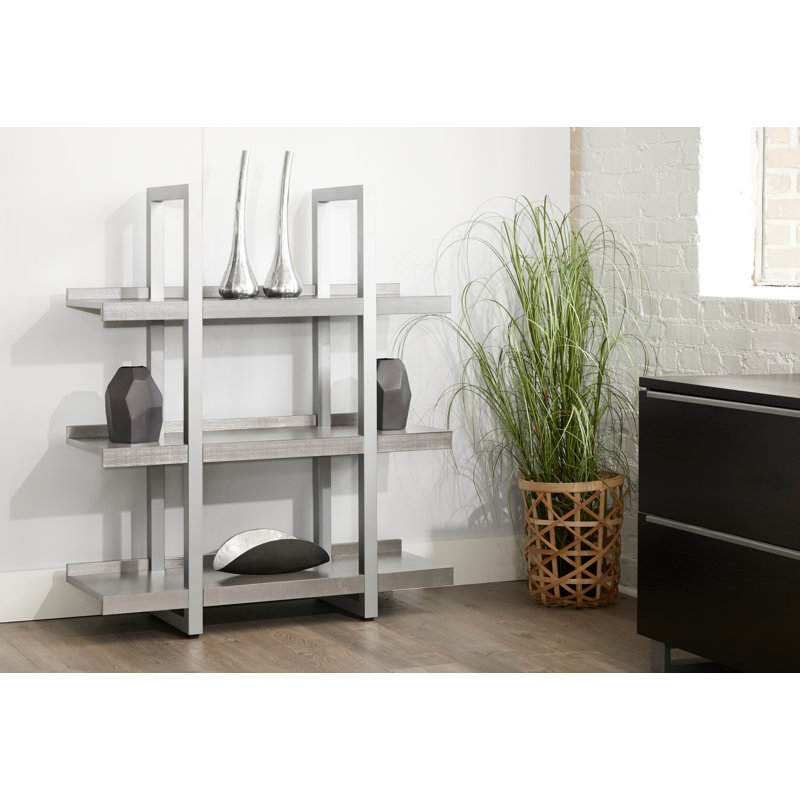 Hardip Etagere Bookcase, Gray, (3 Shelves) 48" H x 40" W x 14" D
