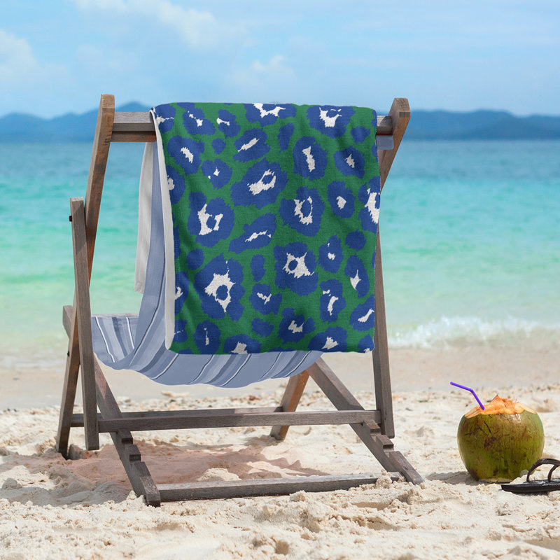 Serviette de plage Holderness, Microfibre, Vert / blanc / bleu