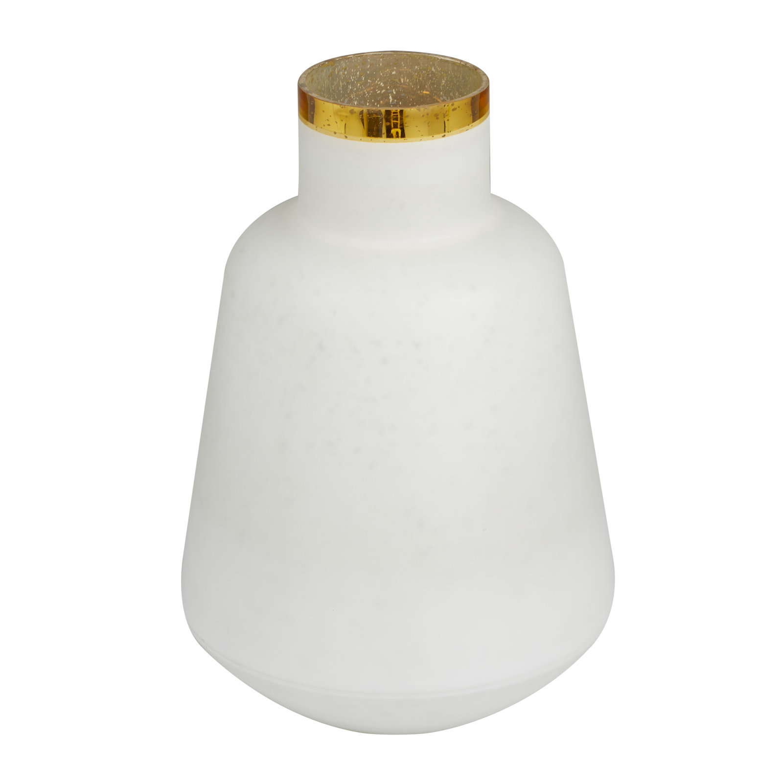 Glass Decorative Vase with Gold Rim, White/Gold