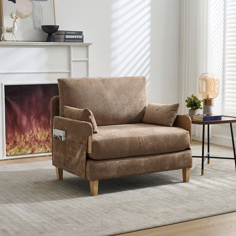 Canapé-lit pliable inclinable, canapé-lit convertible 3-en-1, décor moderne Mid-Century, Brun