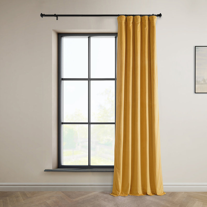Matra Room Darkening Rod Pocket Single Curtain Panel, 50" W x 108" L, Aztec Gold