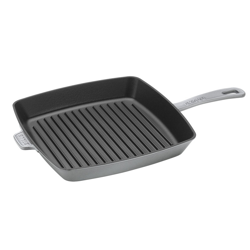 Staub Cast Iron Square Grill Pan, Graphite Gray, 12" x 12"