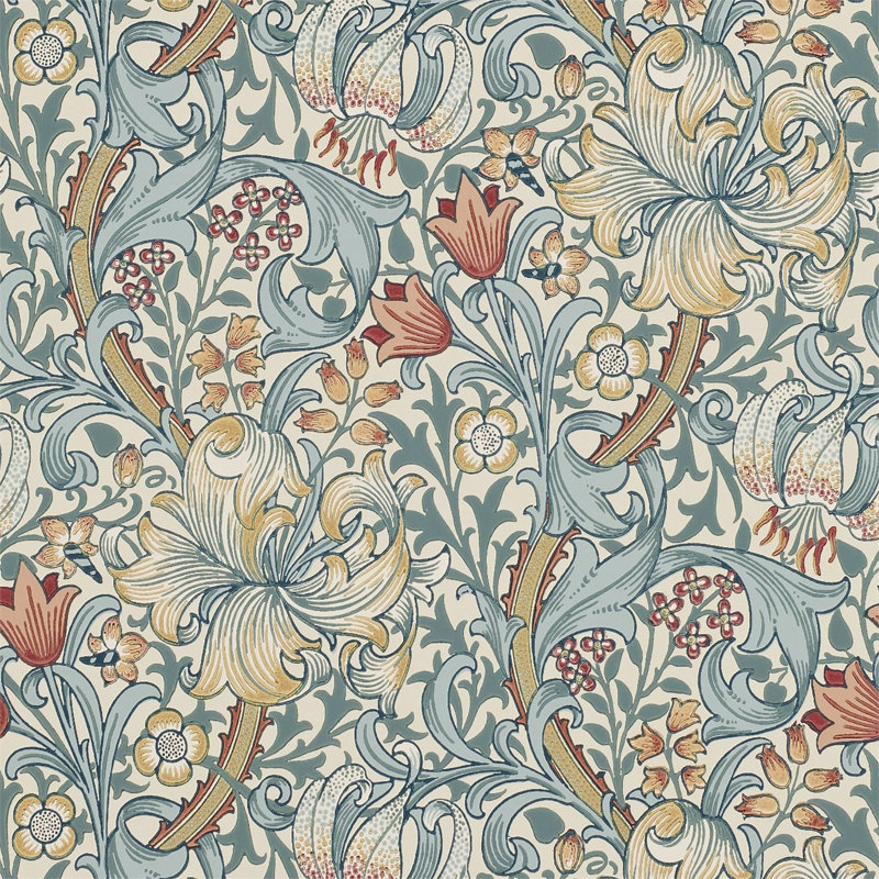 Golden Lily Wallpaper, Slate/Manilla