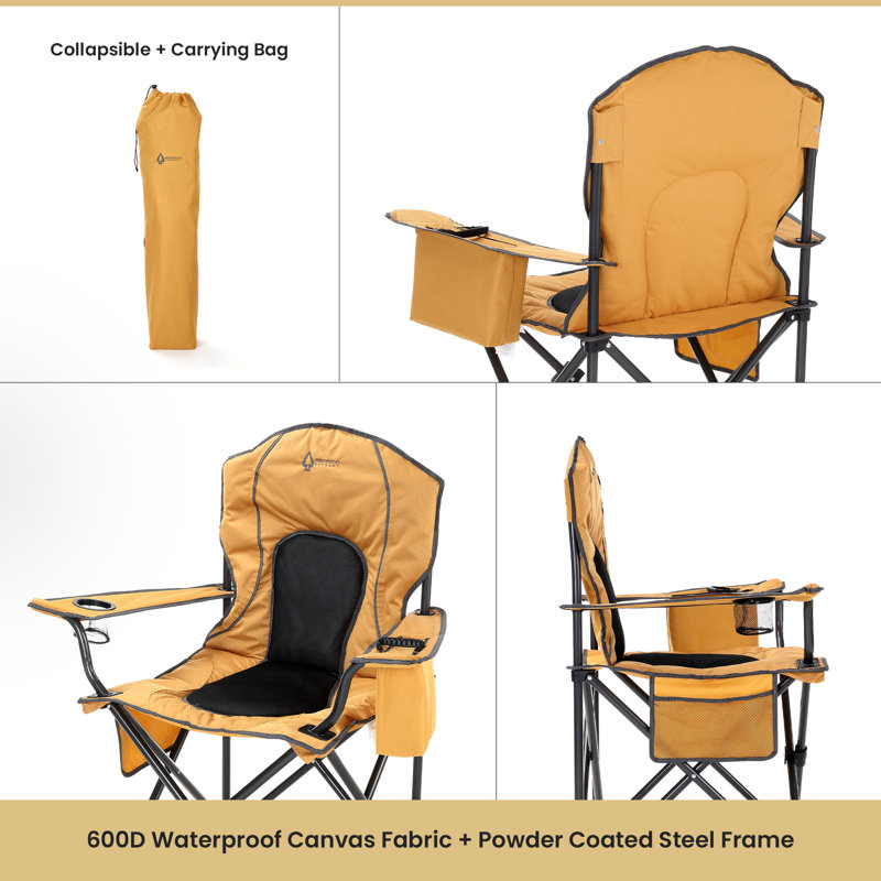 Lightweight Black Alloy Steel Folding Camping Chair with Arms