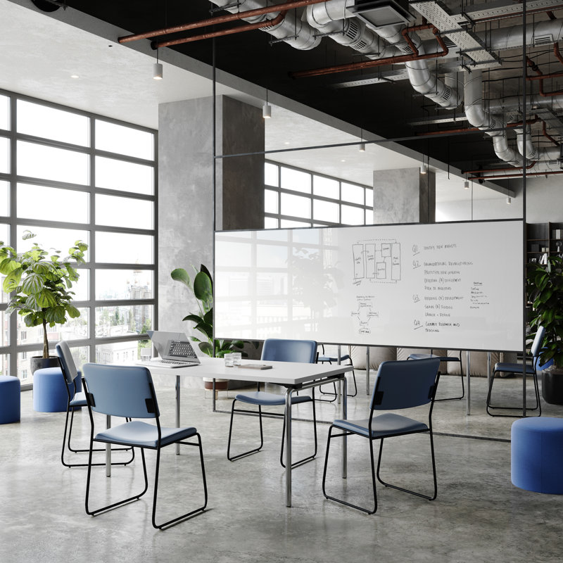 Oliverson Stacking Lobby Chairs with Padded Seats and Backs, Navy