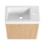 Meuble-lavabo mural 18,5 po avec lavabo en résine, porte simple à fermeture douce, bois naturel, conçu pour optimiser l'espace