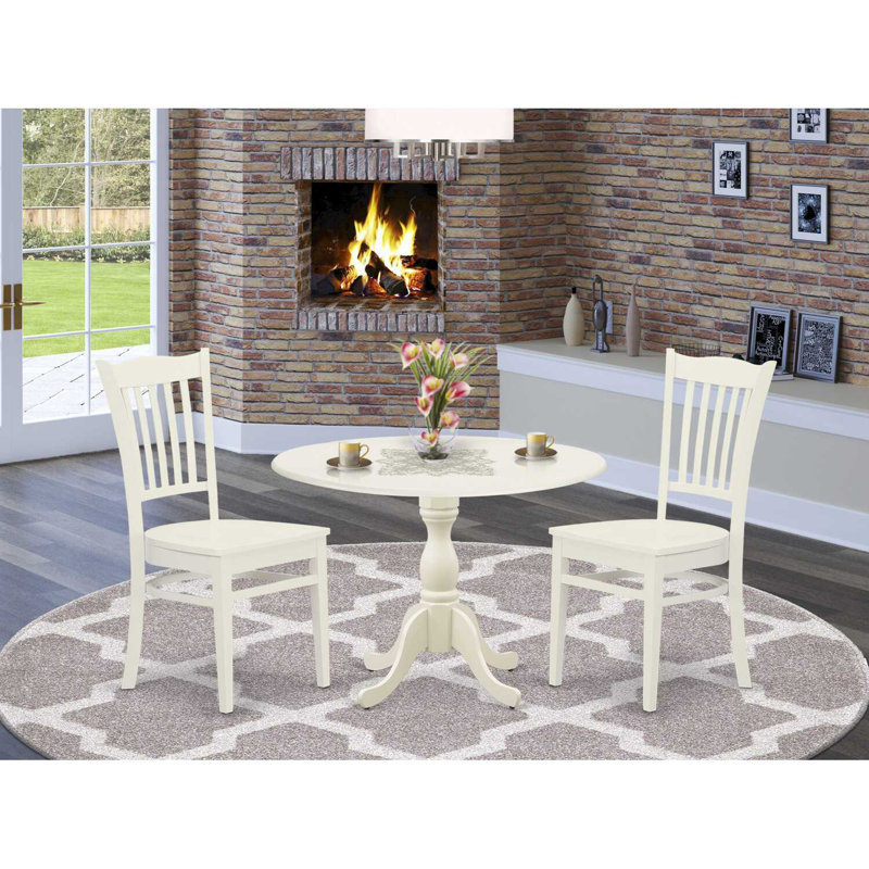 3-Piece Solid Wood Top - Dining Room Set - Seats 4, Linen White