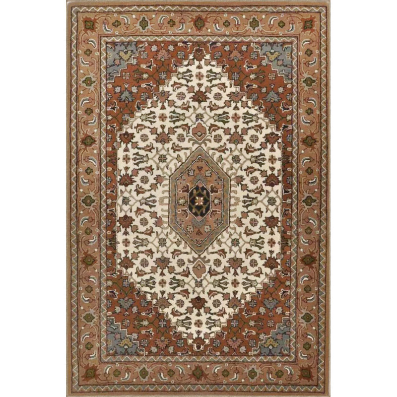 Machine Washable Straw Geometric Ethnic Pattern Decorative Rug, Rectangle 3'11" x 5'11" Rug Pad Included