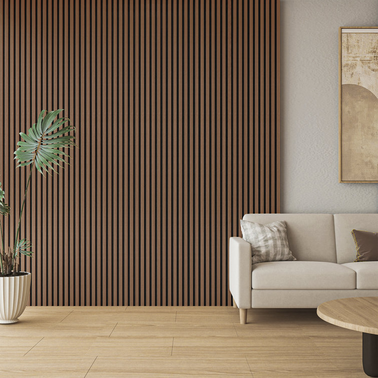4Pcs 94.5'' x 7.9'' Acoustic Wood Wall Paneling,3D Decorative Soundproof Slat Panels (20.73 sq.ft./Case)