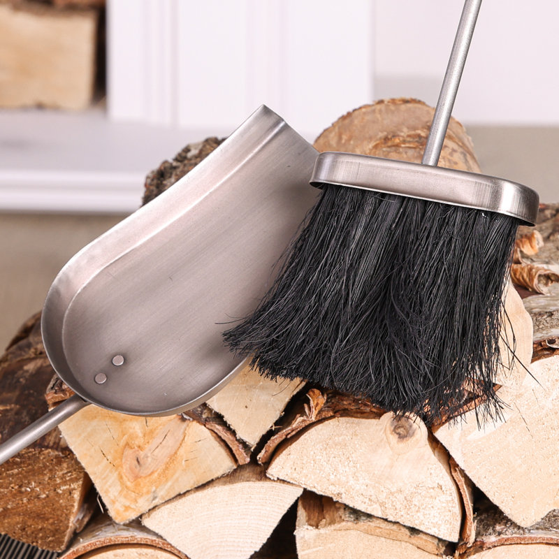Alexeis Iron Fireplace Tool Set, Pewter Antique