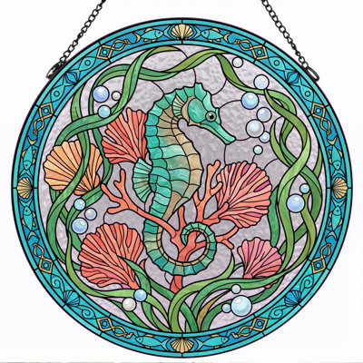 Panneau de vitrail Seahorse Design - 7,8 H