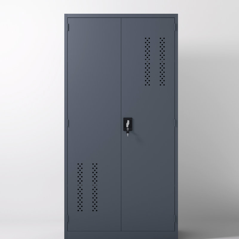 Armoire de rangement verrouillable en acier 70,83 pouces avec 2 portes et 4 tablettes réglables grises pour les écoles, les garages et les bureaux à domicile