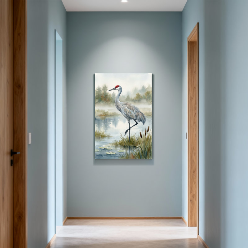 Animaux, reproduction de l'aquarelle de grue du Canada, H 40 po x l 28 po