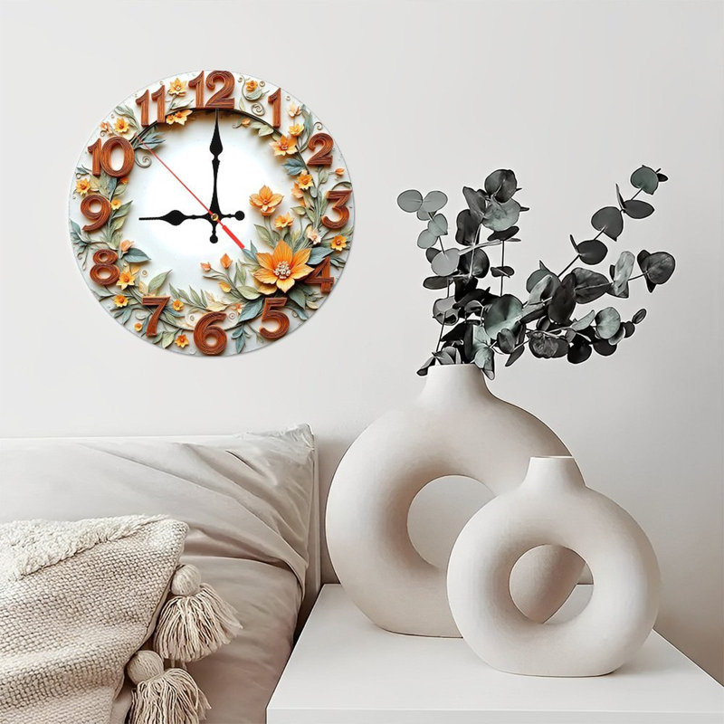 Quilling Paper Flower Wall Clock Home Decor