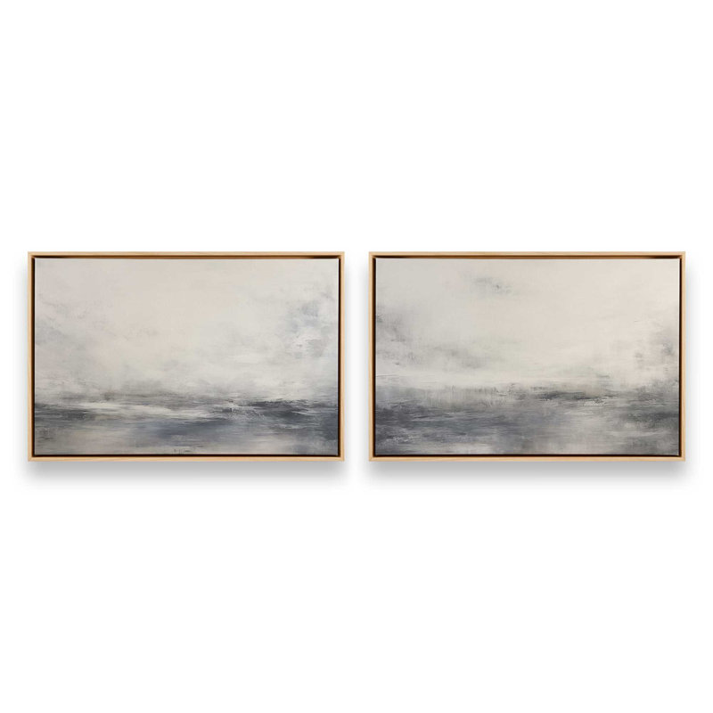 Ensemble de 2 impressions sur toile Wistful Tides, Cadre américain en érable flottant, H 48,75 po x l 97,5 po x P 1,75 po