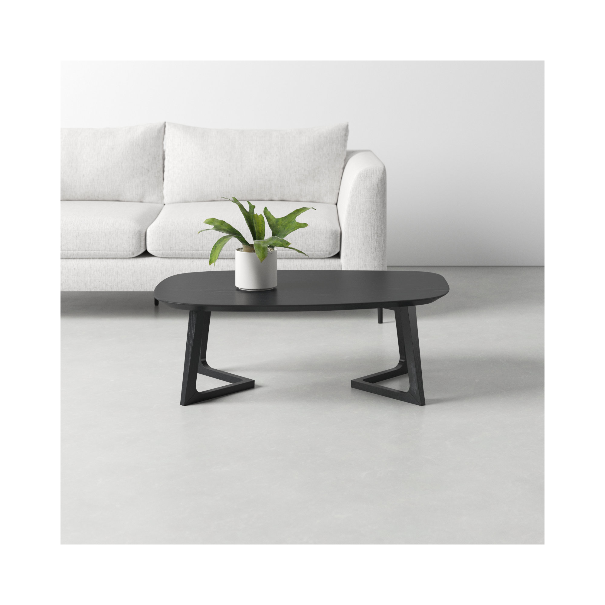 Fischer Solid Wood Coffee Table, Black, 14.75" H x 42" L x 27.5" W