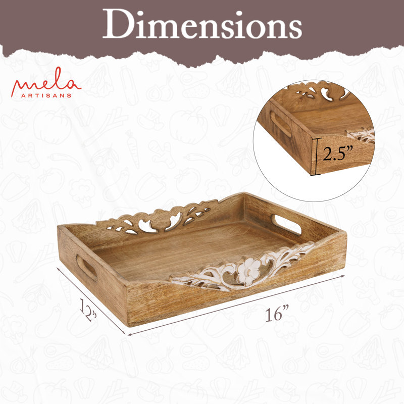 Solid Wood Tray, Brown/White, 12" x 16"