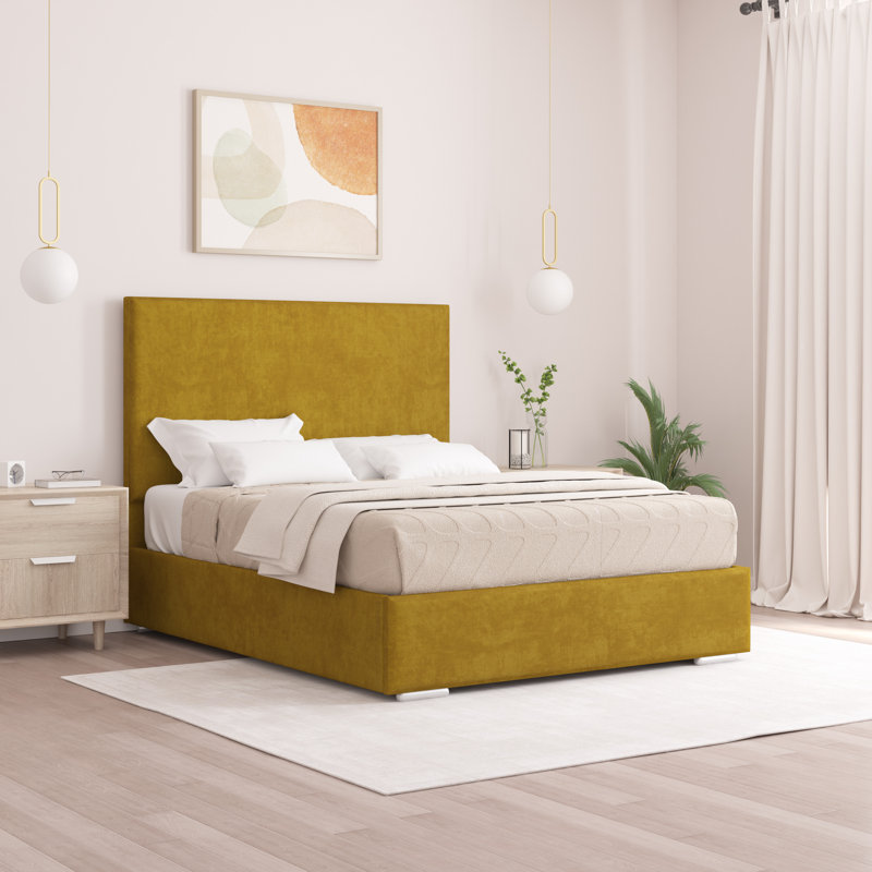 Shetye Upholstered Bed, Single (3'), Turmeric