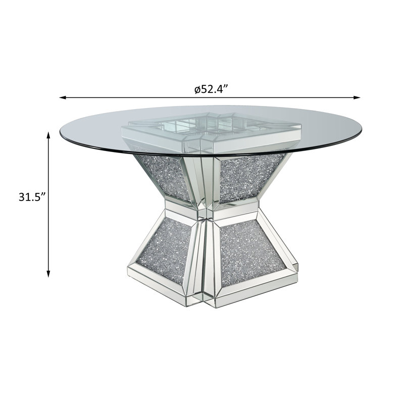 Round Glass Top Metal Base Dining Table