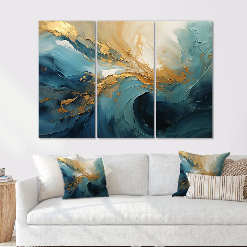 Taber - ensemble de reproductions d'art abstrait spirales murales, H 32 po x l 48 po x P 1 po