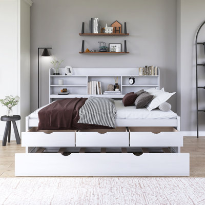 Wood Captain Bed With Trundle,Drawers