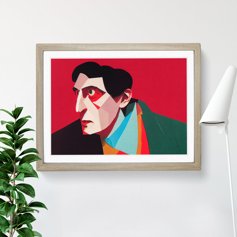 XH1022-7075X Portrait Of A Man Abstract - Single Picture Frame Print, 46cm H x 64cm W x 2cm D, Oak Framed
