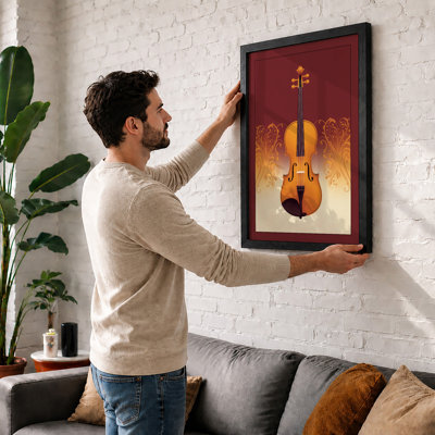 Violin in Gold Art Deco - Framed Print