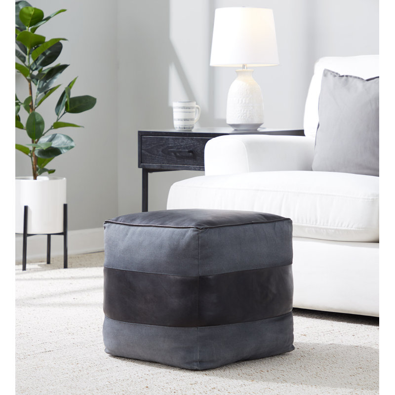 Pouf Cobbler, Cuir véritable gris