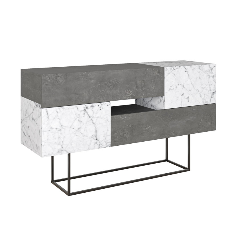 Mazzitelli 145cm Console Table, Retro Grey/White