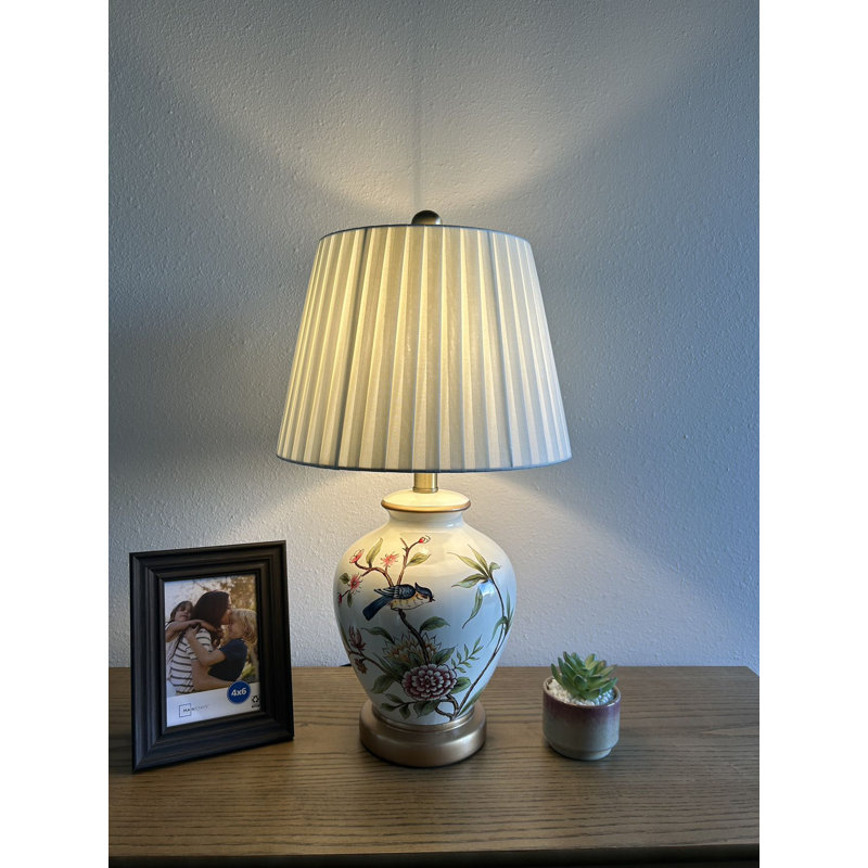 Ceramic Table Lamp Bird Flowers LED Bulb Included For Living Room Bedroom Bedside 12"W*12"D*22"H