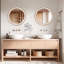 23,56 po Miroir rond pour la maison, le bureau. Style en bois avec bord blanchi. Réflexion de qualité. Installation sans effort dans la chambre à coucher, vestibule. Miroir Edge. Méthode cristalline facile