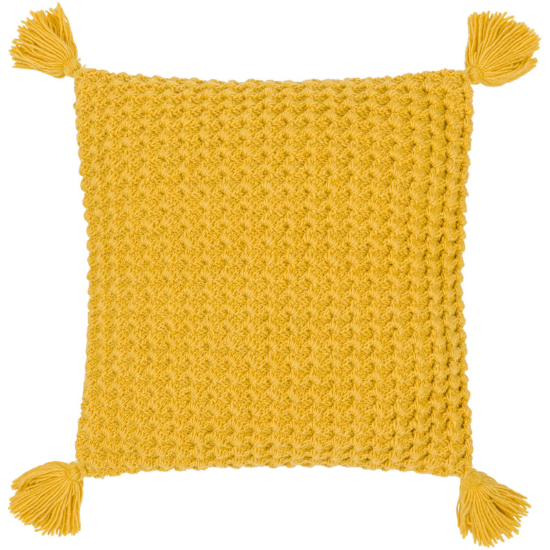Makrome Wool Blend Reversible Pillow Cover, 18"H x 18"W, Yellow