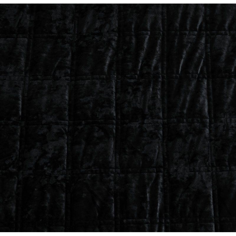 Velvet Quilt, Oversized King Quilt + 2 King Shams, Black