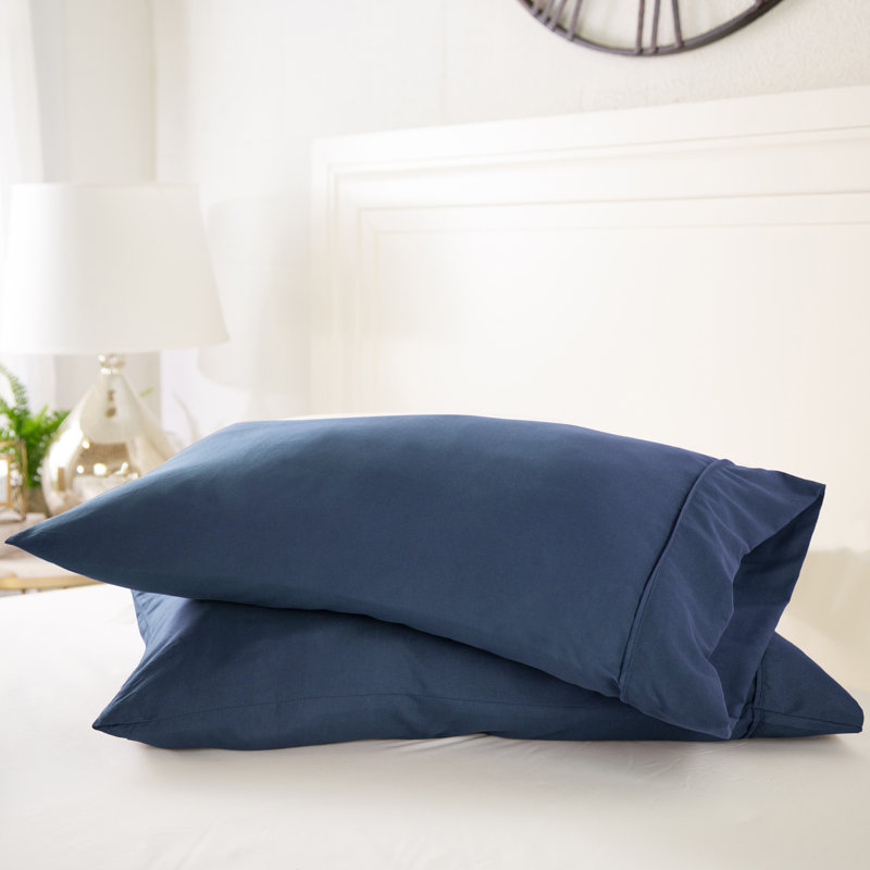 Ensemble de 2 taies d'oreiller en microfibre ultra douce, Bleu marine, Taie d’oreiller standard