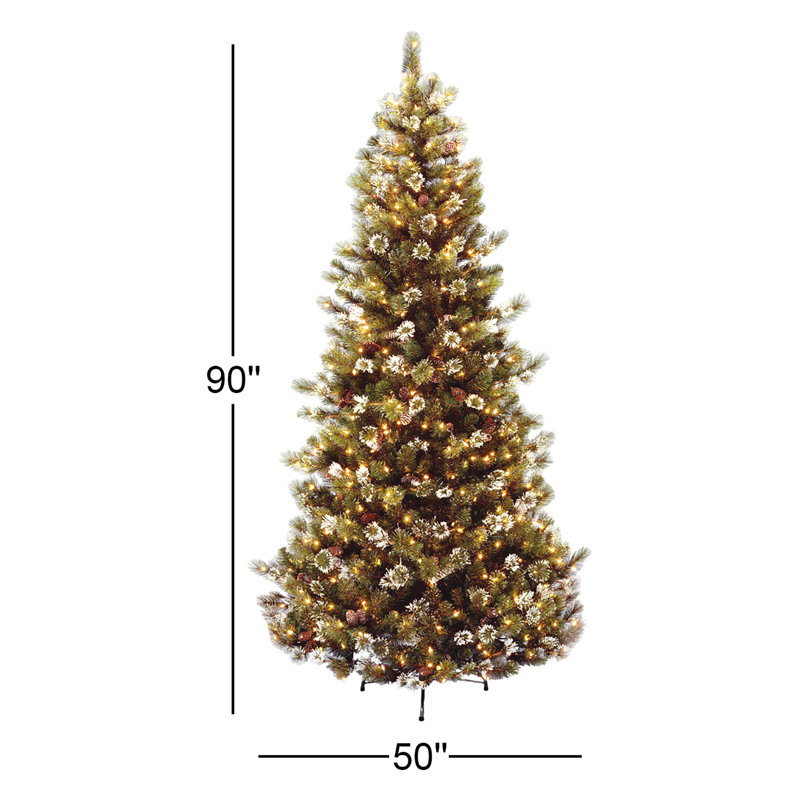The Holiday Aisle® 7.5 ft. Glittery Pine Slim Tree with Clear Lights
