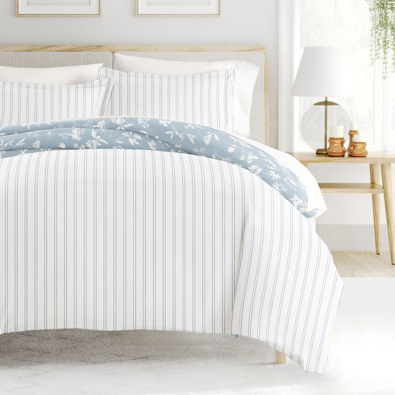 Soft Country Home Pattern Reversible Duvet Cover Set, Queen Comforter + 2 Pillow Shams