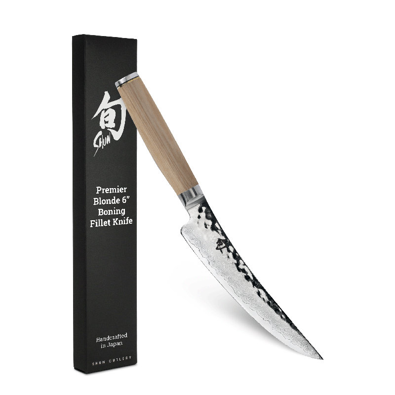 Couteau à désosser Shun Premier blond de 6 po, couteau à désosser et à fileter japonais fabriqué à la main, noyau VG-MAX avec revêtement en acier inoxydable de Damas, poignée de pakkawood, outil à viande et à poisson pour les chefs professionnels et amateurs