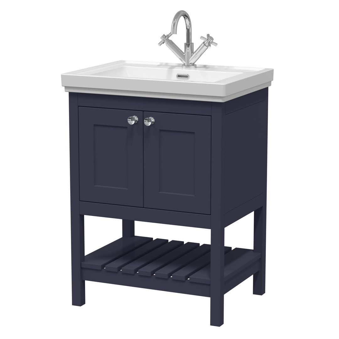 B&Q - Bexley Floor Standing 1 Drawer Vanity & 1 Tap Hole Fireclay BasinStylish Vanity Unit With BasinIndigo Blue600mm - Image 3