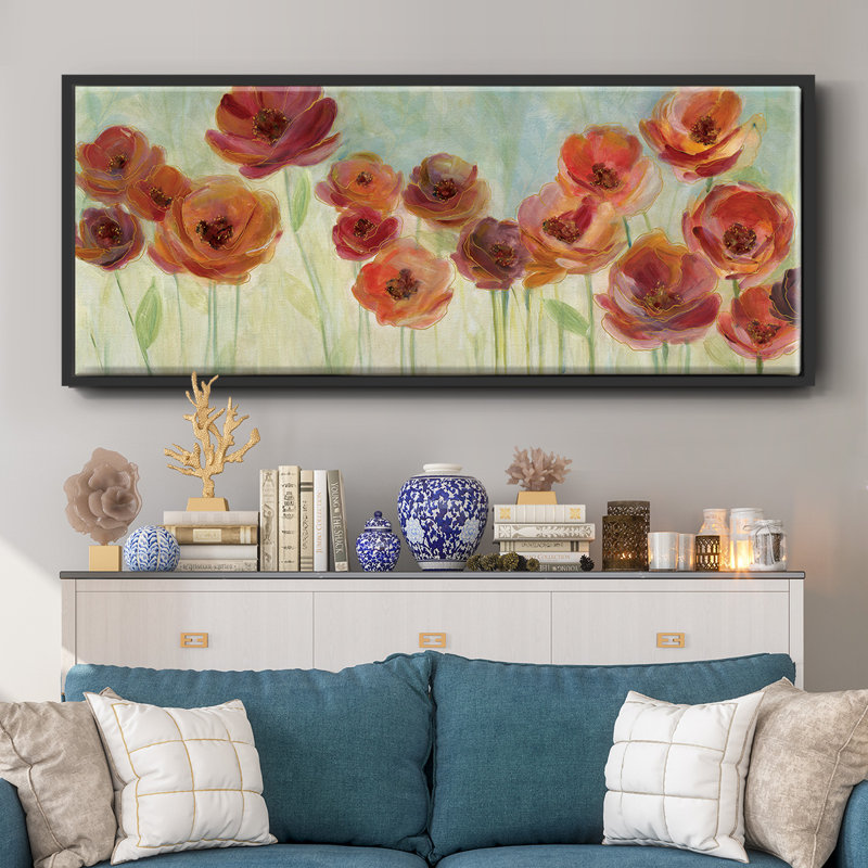 Meadow Poppies - toile encadrée, H 20 po x l 50 po