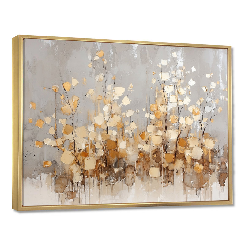 Décoration murale Minimal Golden Trees Horizon - Arbres, H 30 po x l 40 po, Doré